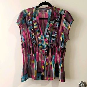 Wms. Sz. L Multi-Color Ruffled Blouse